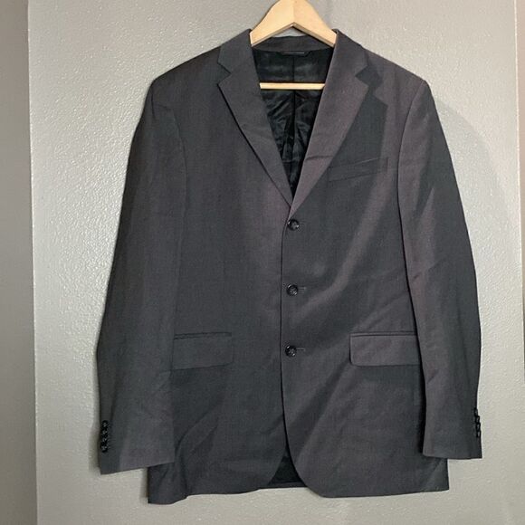 Banana Republic Modern Blazer Jacket Mens 40R Dark Gray Three Button 100% Wool - Picture 12 of 12